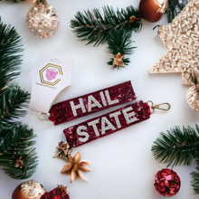 Load image into Gallery viewer, MSU Hail State Sequin Keyfob
