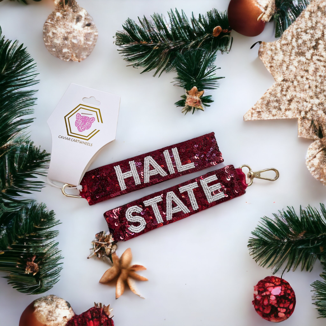 MSU Hail State Sequin Keyfob